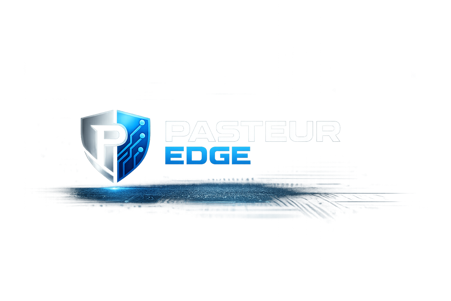 Pasteur Edge Logo mit Platinen-Hintergrund